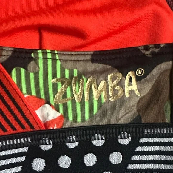 Zumba Fitness Red and Green Patterned Sports Bra - Picture 3 of 3